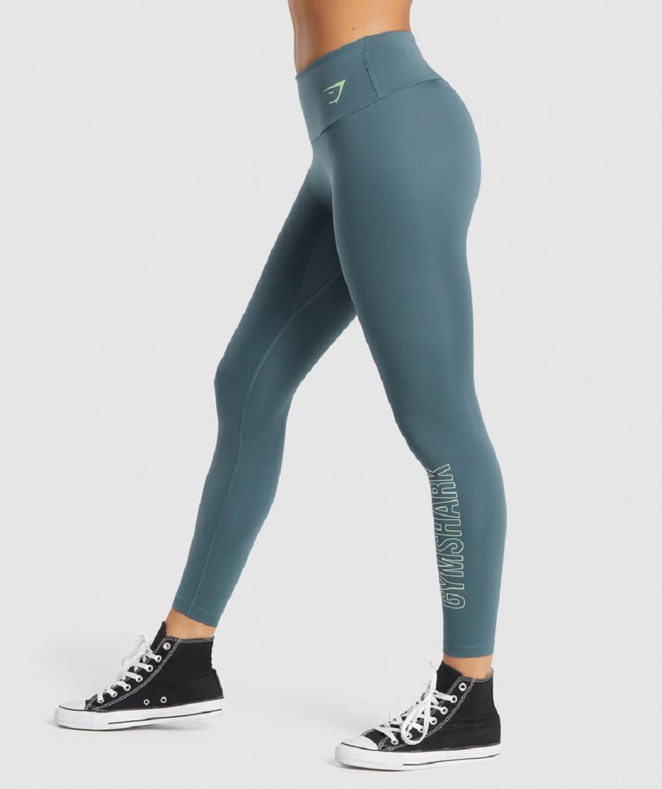 Leggins Gymshark Entrenamiento Estampadas Mujer Turquesa | CO 2902UZG